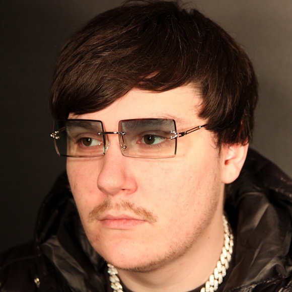 Men's Dark Gray Tint Rimless Rectangle Silver Frame Hip Hop Shades Sunglasses - Picture 4 of 4